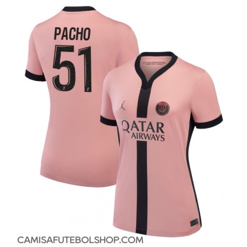 Camisa de time de futebol Paris Saint-Germain Willian Pacho #51 Replicas 3º Equipamento Feminina 2024-25 Manga Curta